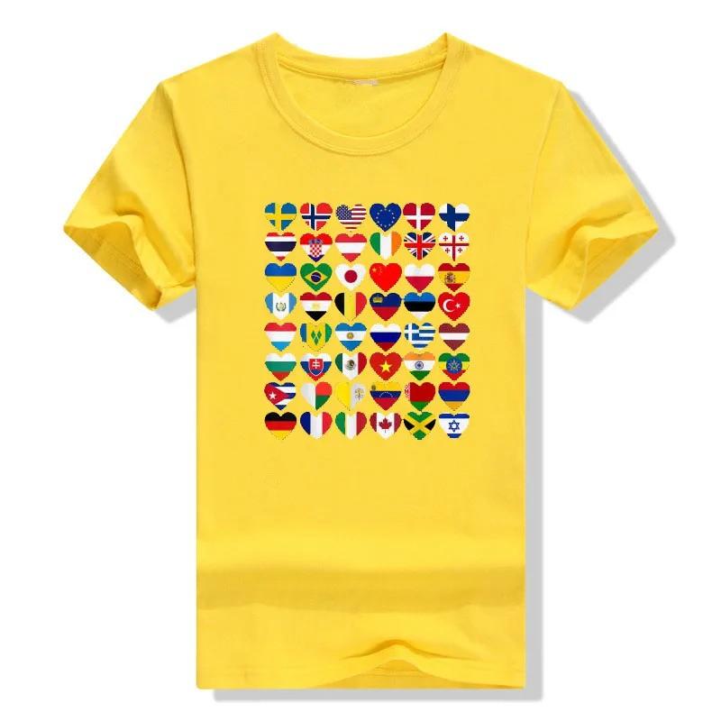 Mens Cotton Short Sleeve T-Shirt With Abstract Flag Print Streetwear Casual Tee Youth