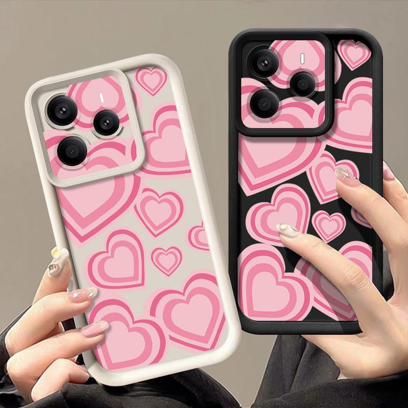 Y2K Retro Gradient Love Hearts Pattern Case For Xiaomi Redmi Note 14 13 Pro 5G 12 11 Funda Xiaomi 14T 13T 11T Pro Shockproof Bumper Silicone Cover
