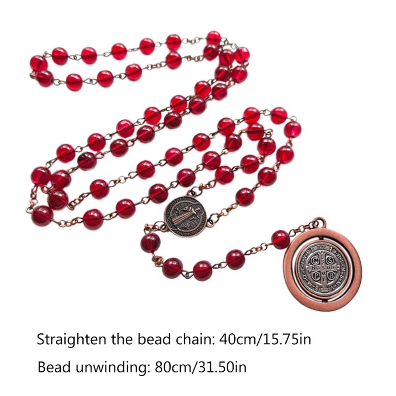 Traditional Catholic Rosary Necklace Sacred Beads Necklace Sweater Chain Necklace Alloy Material Long Necklace for Daily