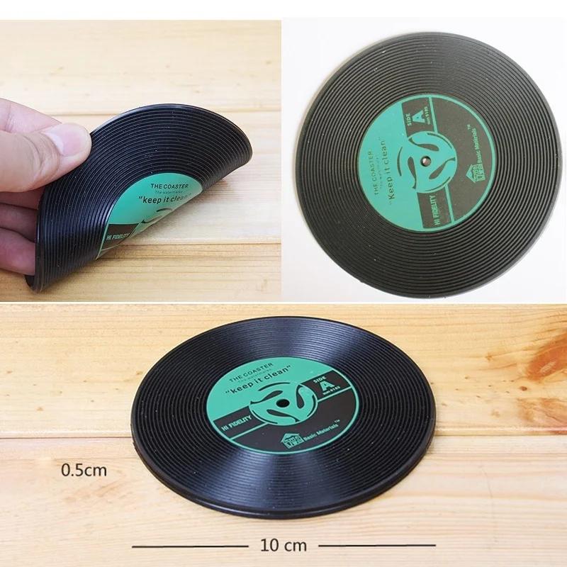 2 винтажных виниловых пластинки подставка под напиток нескользящая подставка под чашку кофе термостойкий коврик для стола украшение случайный цвет