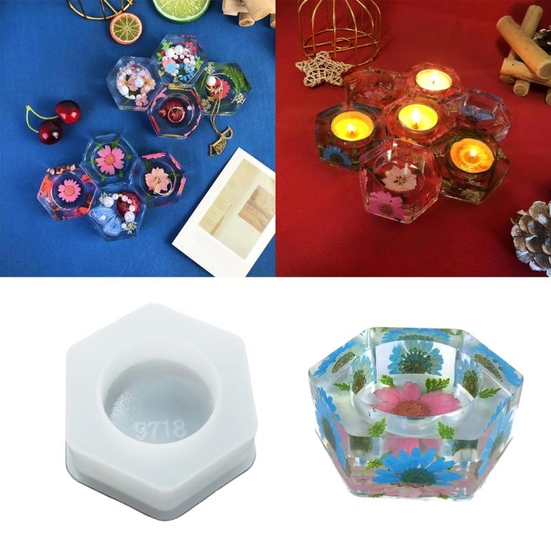 Винтажный шестиугольный подсвечник, силиконовая форма, стильный и прочный подсвечник, полимерные формы, идеально подходящие для поделок ручной работы