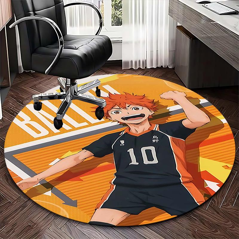 1 шт. Ковер Haikyuu Karasuno Хината Сёё №10 Круглый - Коврик под офисное кресло, Нескользящий коврик для декора дома, Подарок, Подходит для офиса, гостиной