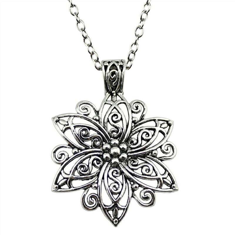 Fashion Simple Antique Big Flower Pendant Necklace Shaped Alloy Pendant