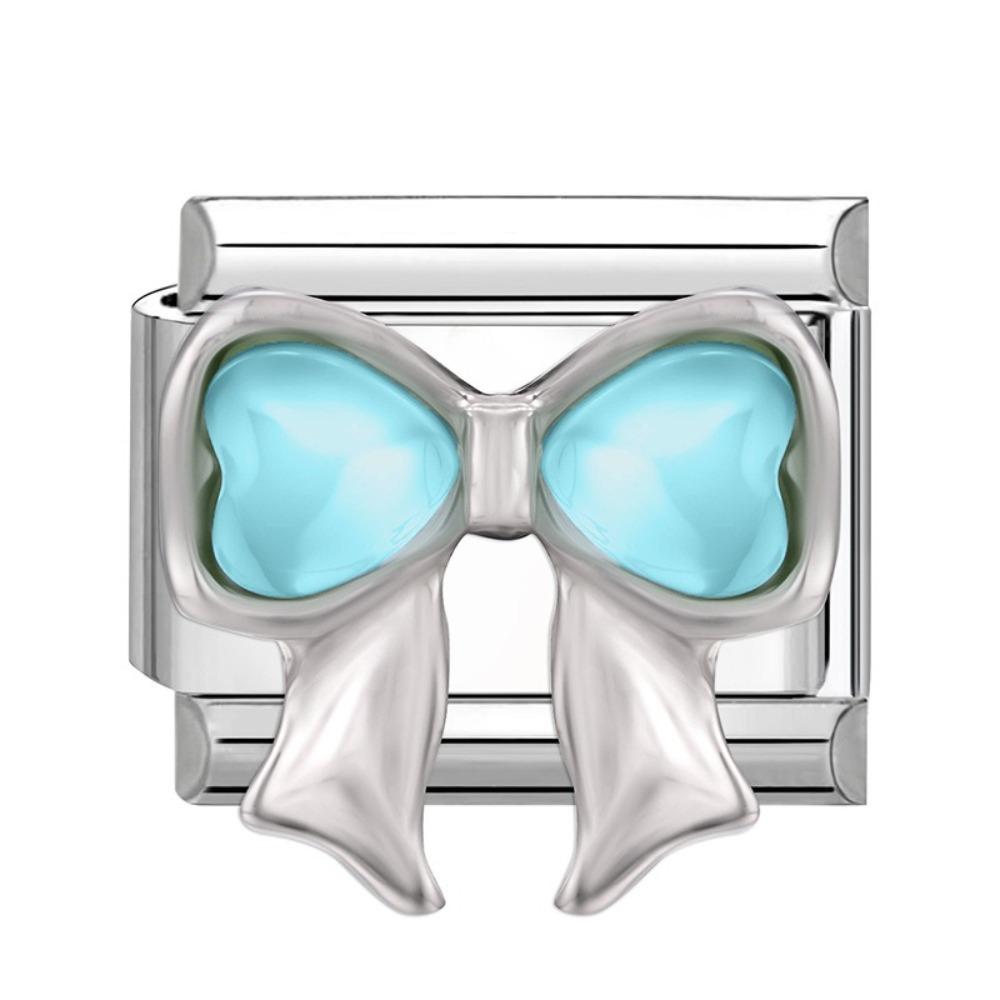 Браслет-шарм из нержавеющей стали, звеньевой, с бантом, ювелирное украшение, модный модульный браслет, аксессуары, подарок