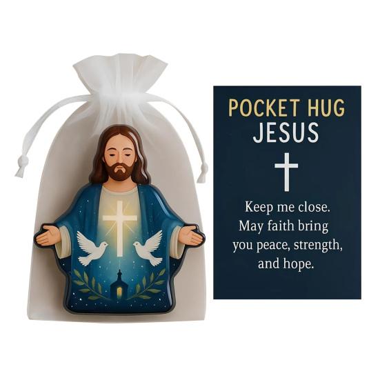 Pocket Hug Jesus Gift Blessing Jesus Prayer Figurine with Card Christian
