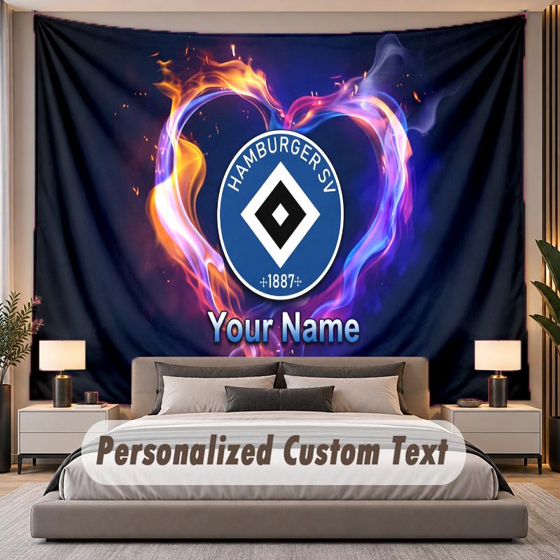 Custom Name Text Tapestry Hamburger SV Personalized Polyester Wall Tapestry For Bedroom And Room