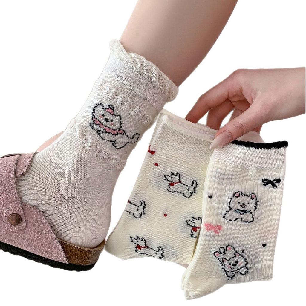 Korean Cute Mid-Leg Socks Versatile Casual Socks Cotton Cute Cartoon Pile Socks