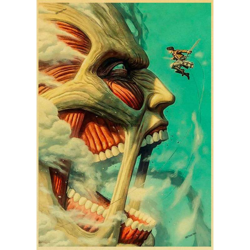 Винтажный классический аниме «Атака Титанов», сезон 4, постер, крафт-бумага, плакаты, настенный художественный декор, домашняя комната, бар, художественная роспись, настенные наклейки