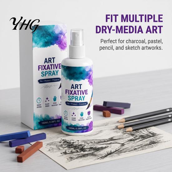 Smudge-Proof Art Fixative Spray Spray, Protection, Quick-Drying Clear Coating, Non Yellowing, 3.4Oz UV Resistant Varnish Anti Smudge for Pencil