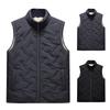 Men's Solid-color Casual Down And Cotton Vest Stand-up Collar Embossed Sleeveless Vest Jacket