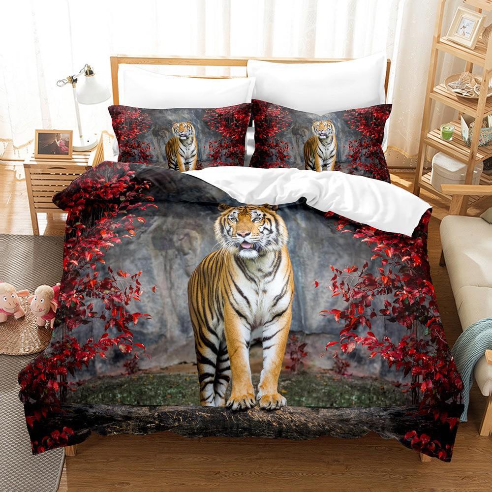 Трехпредметный комплект постельного белья с 3D цифровой печатью 'Тигр'