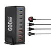 Зарядная станция 600 Вт с 8 портами, адаптер для быстрой зарядки USB C, умное высокоскоростное зарядное устройство со светодиодным индикатором