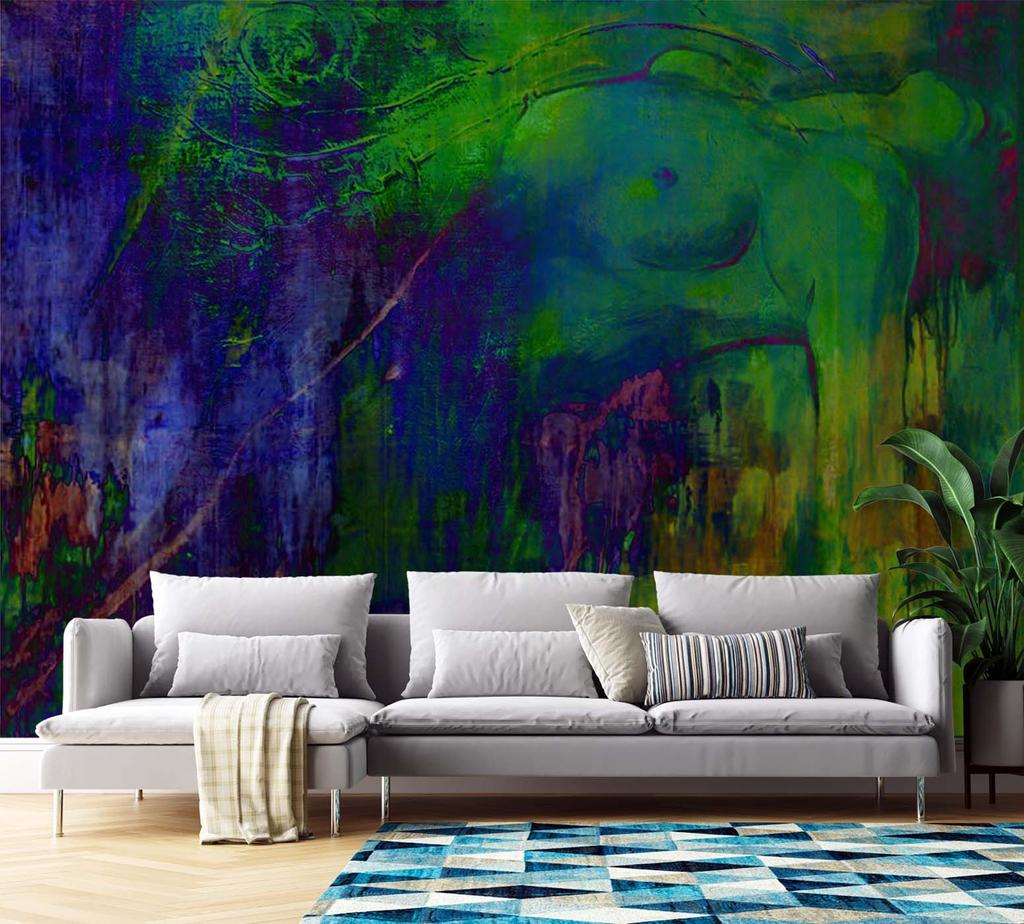 Wallpaper Female Nude in Green