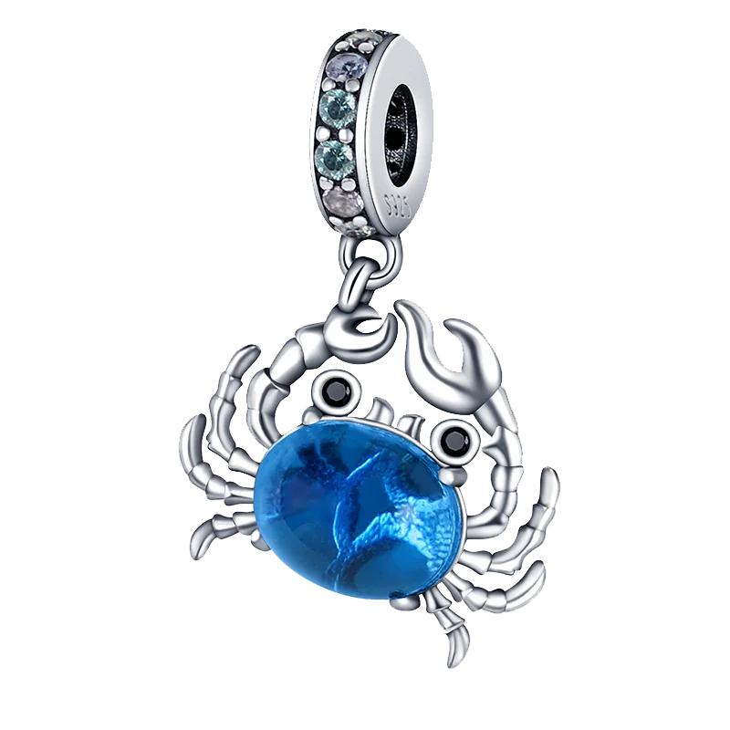 Шармы Голубой Краб Красный Лобстер Оригинальные Медные Шармы Бусины Подвеска Для Женщин Изысканные DIY Браслеты Ювелирные Изделия Подарки