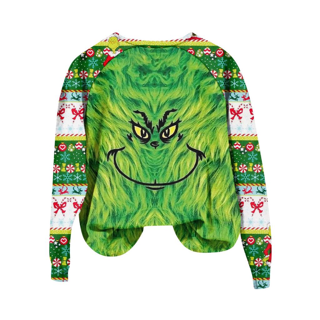 Женская мода повседневная толстовка с длинным рукавом и вставкой на плече с принтом на Хэллоуин с круглым вырезом