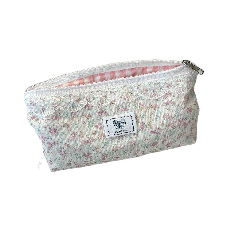 Lace Floral Design Pencil Case Large Capacity Stationery Organizer Fresh Pen Bag Gift