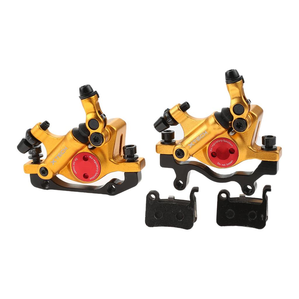 Etermeta ZOOM HB-100 Mountain Bike Disc Brakes, Aluminum Alloy, Line-Tuning Hydraulic, Front and Rear Set (Gold)