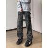 Camouflage Workwear Jeans for Boys In Summer New High Street Retro Pants Loose Straight Wide-leg Trousers