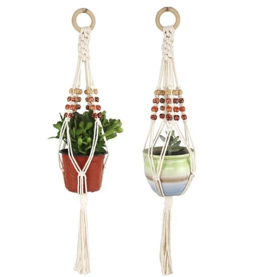Подвесной горшок ручной работы, простой в установке, хлопковая веревка, дизайн макраме, подвесная корзина для растений, домашний декор