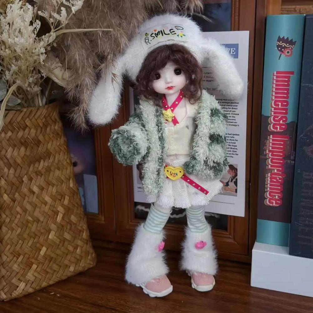 Коричневое Клетчатое Платье набор 6 предметов Одежда для кукол BJD милый стиль принцессы 30см Одежда для кукол смена наряда Аксессуары для переодевания