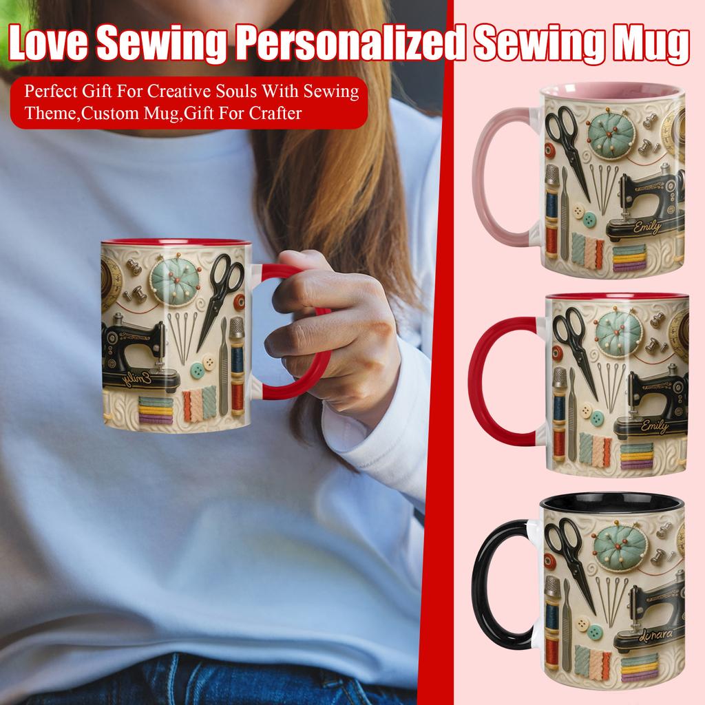 Кружка для шитья Love Sewing с персонализацией, Идеальный подарок для творческих натур с темой шитья, Кружка на заказ, Подарок для рукодельницы