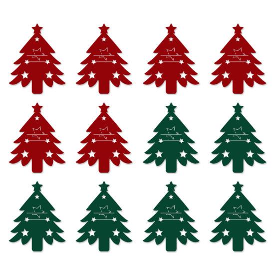 6/12Pcs Christmas Tree Cutlery Holder Bag Spoon Fork Dinner Flatware Cover