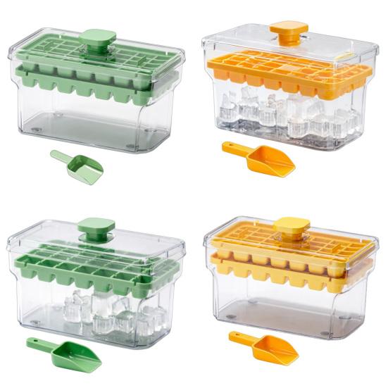 Ice Cube Tray with Shovel And Storage Bin 34/68-Cavity Ice Cube Mold One-Button Quick Release BPA-free Ice Cube Maker for Freezer And