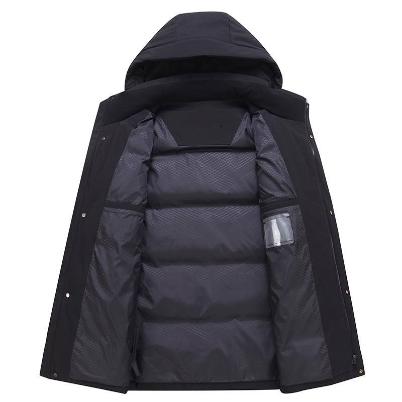 Winter Feather Coats for Men Outerwear High Quality Plus Size Middle Aged Men's Long Down Jacket Thick Warm Hooded Parka