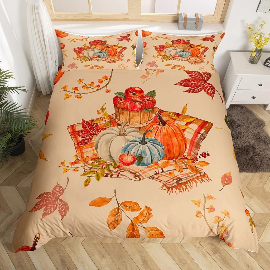 Comforter Maple Leaves Polyester Fall Theme Comforter With King Queen Size For Kids Boys Girl Bedding Set