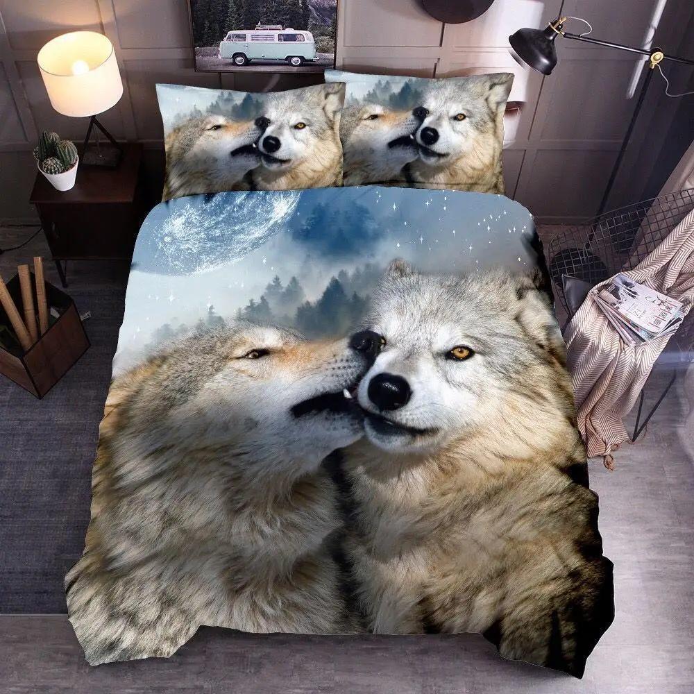 3pcs Cozy Dark Wolf Digital Print Duvet Cover Set Soft, Hypoallergenic, and Breathable Bedding for Bedroom and Guest Room