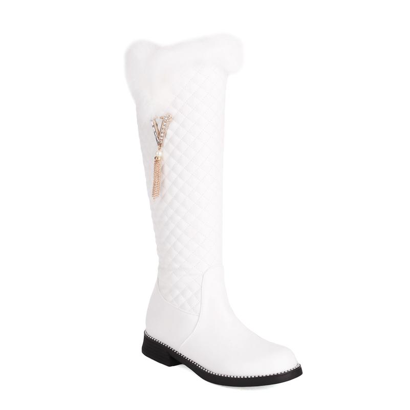 Женские сапоги до колена с круглым носком на плоской подошве, высокие сапоги на молнии с металлическими украшениями и заклепками, женская модная обувь, зимняя обувь 43