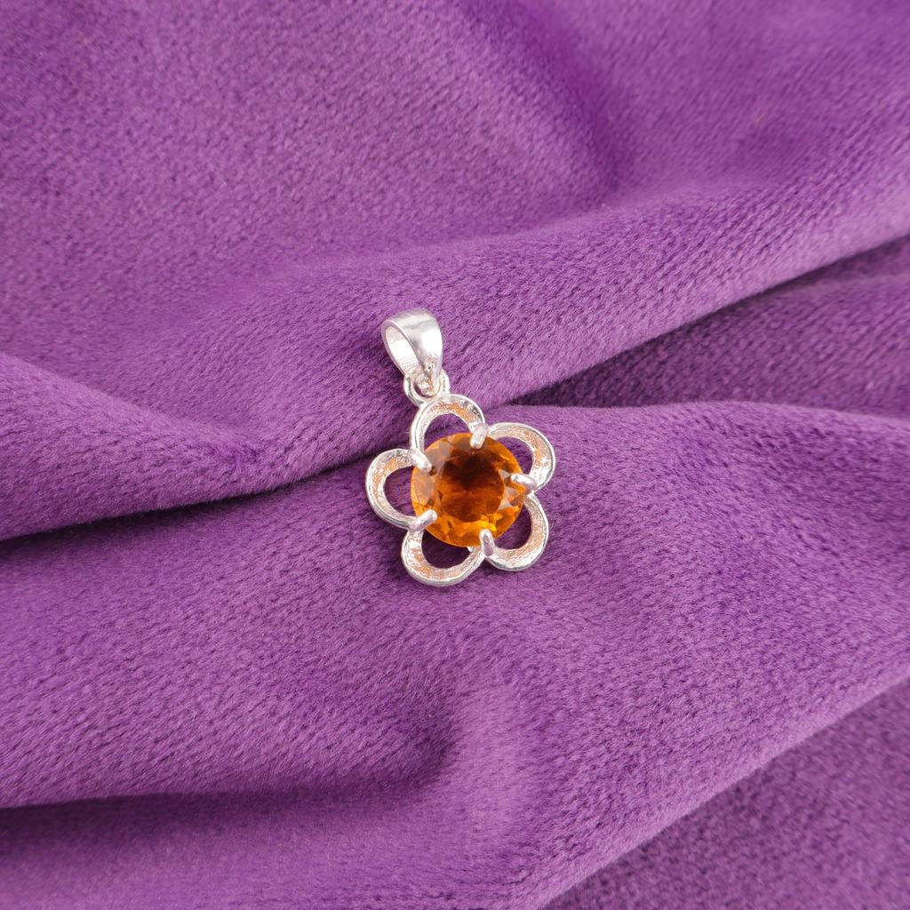 Citrine Pendant Gemstone Jewelry, 925 Solid Sterling Silver Pendant, Handmade Jewelry Birthstone Pendant, Gift For Him