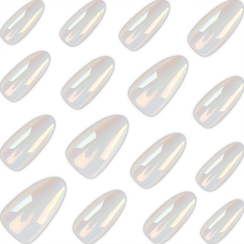 Wear The Mermaid Aurora Magic Mirror Short Fake Nail Transparent Naked Bottom Moonlight Mirror Manicure Patch