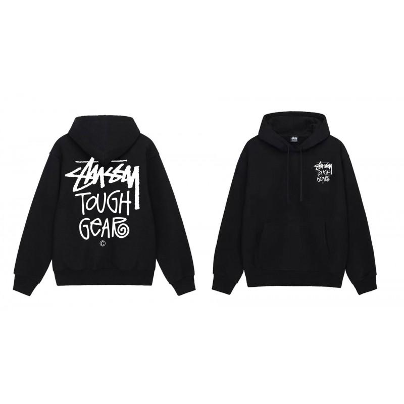 American Style Basic Hooded Sweatshirt Black 8 Print Loose Fit Men Women Casual Outerwear