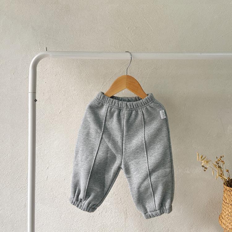 Детские повседневные брюки с подкладкой из корейского бархата на весну и осень - детские брюки унисекс