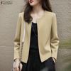 Women Casual Round Neck Long Sleeve Thin Cardigan Blouse