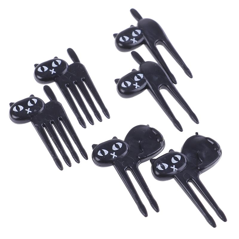6шт черная кошка фруктовая вилка милые зубочистки гаджеты котенок десерт украшения вилка