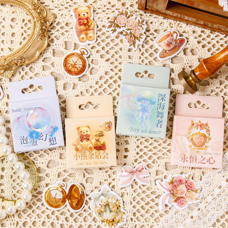 46 pcs Kawaii Cartoon Mini Stickers Creativity Decorative collage Adhesive Diy Diary Album Scrapbooking material