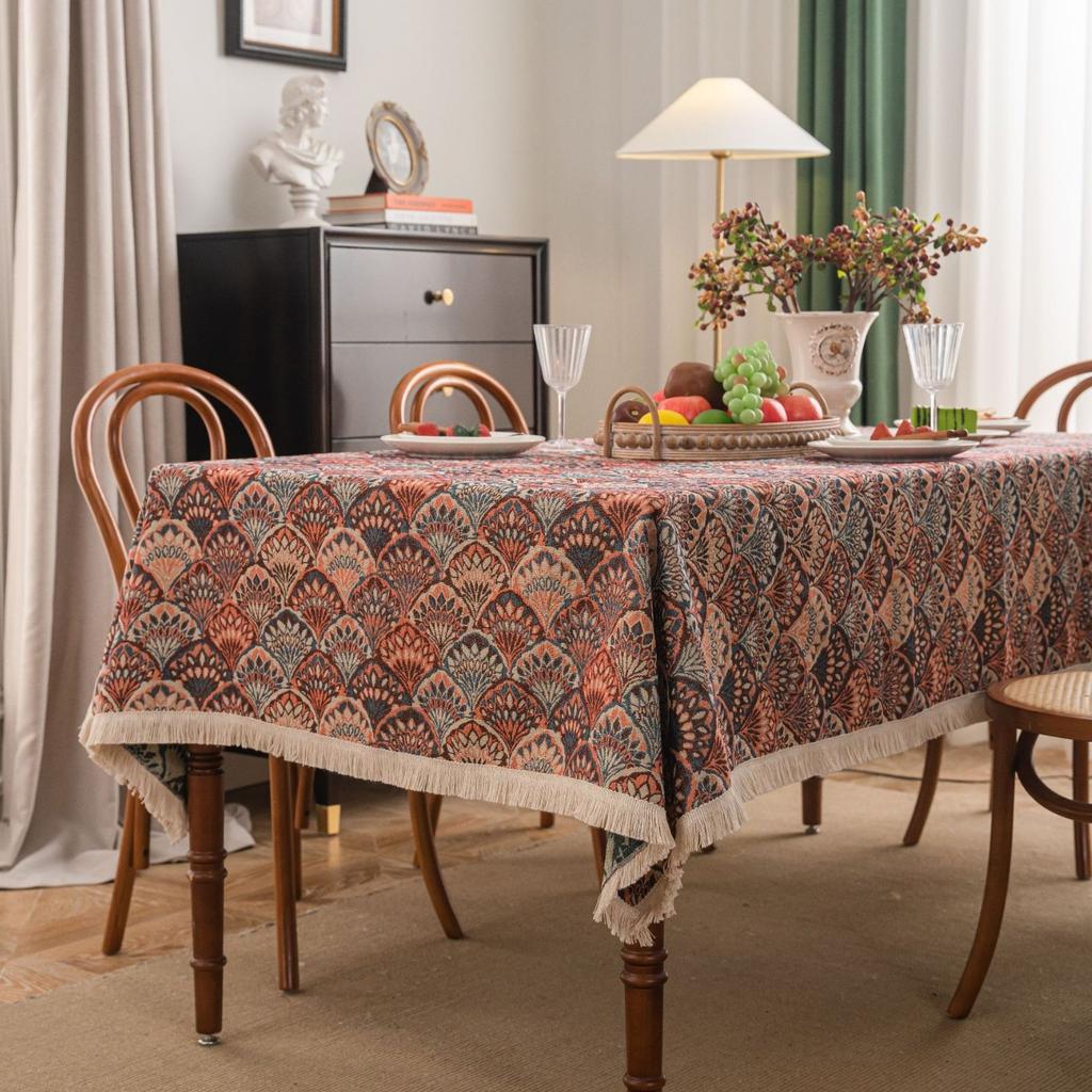 Retro Tablecloth Hand-painted Jacquard Thickened Dining Table Coffee Table Cover Table Mat Tablecloth