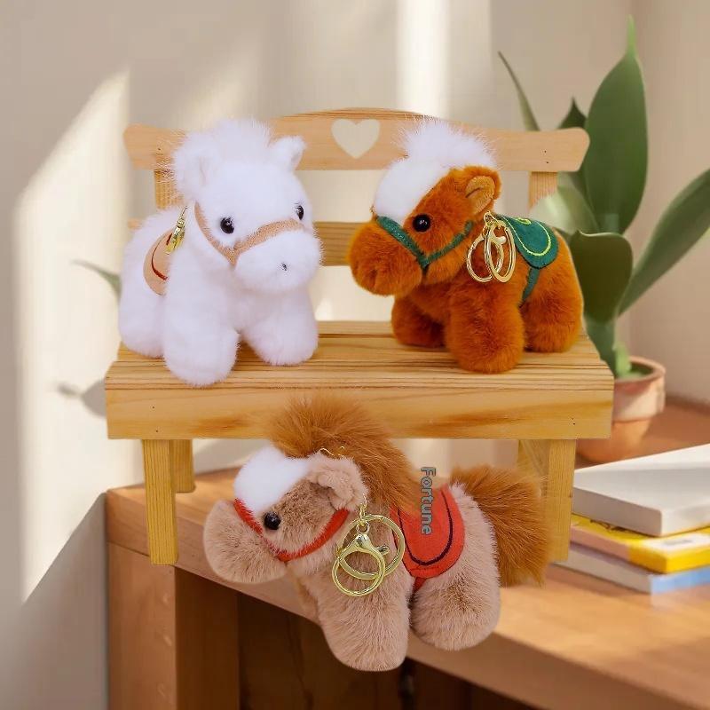 HOT! Cute Zodiac Horse Keychain Plush Toy Kawaii Stuffed Doll Bag Pendant Decoration Backpack Hanging Year Gift