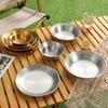 4PCS/SET Stainless Steel Outdoor Dining Plate Bowl Straw Hat Design Dessert Plate  Easy To Clean