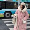 New Winter Down Cotton Clothes Women's Medium and Long Knee-length Thickened Slim-fitting Big Fur Collar Hooded Jacket
