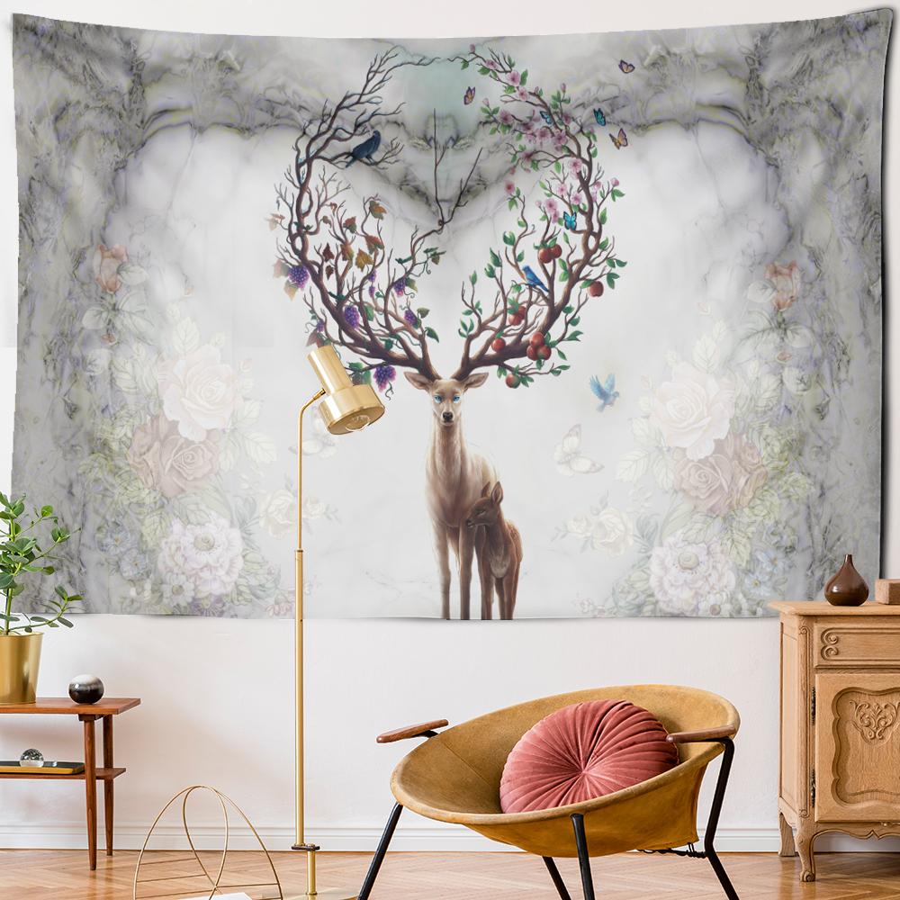Красочный гобелен с пятнистым оленем, настенный гобелен в богемном стиле, многофоновый гобелен, психоделический интерьер, домашний декор