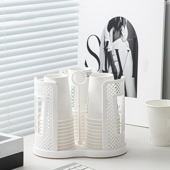 Держатель для бумажных стаканчиков, вращающийся поднос, диспенсер для хранения стаканчиков с 3 отделениями, пластиковый органайзер для кофейных стаканчиков для столешниц, кухонный кофе