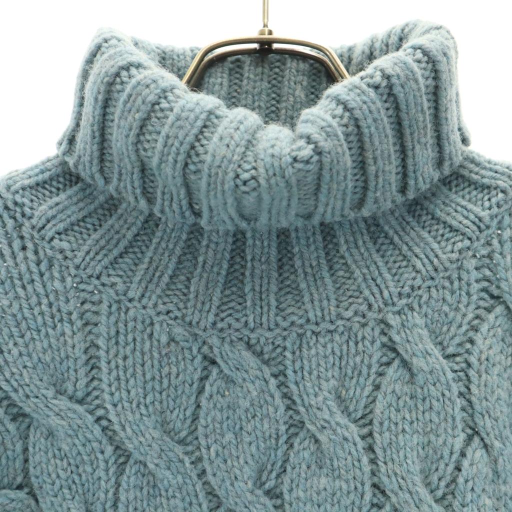 L.L.BEAN 90s Old 3D Long Sleeve Turtleneck Sweater S Blue Knit Outdoor Women Used