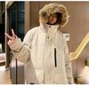 Зимняя новинка 2025 года Белая пуховая куртка с капюшоном для пары - Мужская, Толстая, Теплая, Свободная, Большого размера, Верхняя одежда