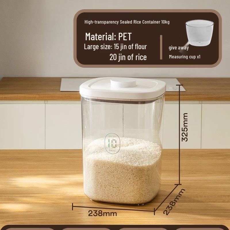 Прозрачная банка для хранения муки на кухню 10 кг