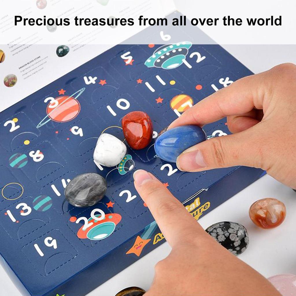 Crystal Christmas Countdown Calendar 24 Days Christmas Countdown Calendar Natural Crystal Gemstones Collection Box for Girls