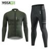 Wosawe Men Cycling Suits Bicycle Long-sleeved Jersey Reflective Outdoor Sports Wear Running Quick-drying Cycling Tights
