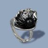 Elegant Black Hollow Pearl Women's Ring Fashion Handmade Epoxy Enamel Jewelry Women's for Ring Party Jewelry